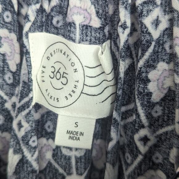 Women's Block Print Black Purple Bohemian Dress Small Maxi Destination 365 India - Picture 2 of 5